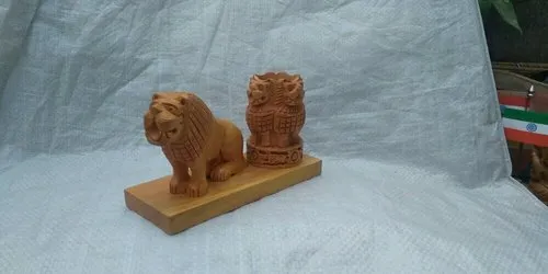 Wooden Ashoka Pen Holder and Lion