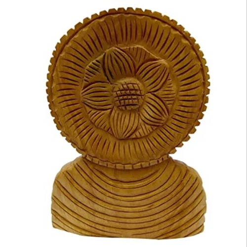 Brown Wooden Buddha Head Statue