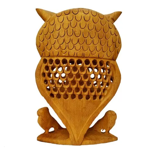 Handicraft Wooden Owl Statue