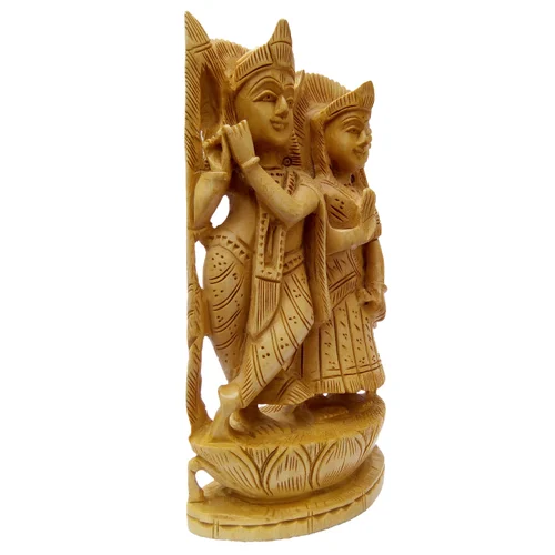 Wooden Radha Krishna Statue