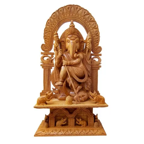 22 Inch Wooden Ganesh Statue Idol