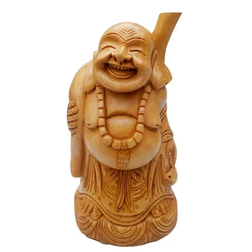 Wooden Happy Mane Laughing Buddha