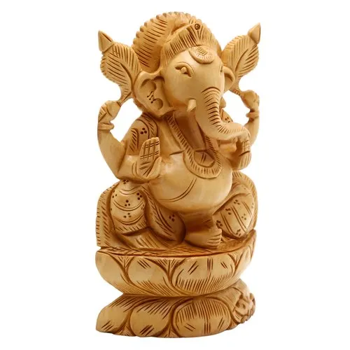 Wooden Ganesha Statue Idol